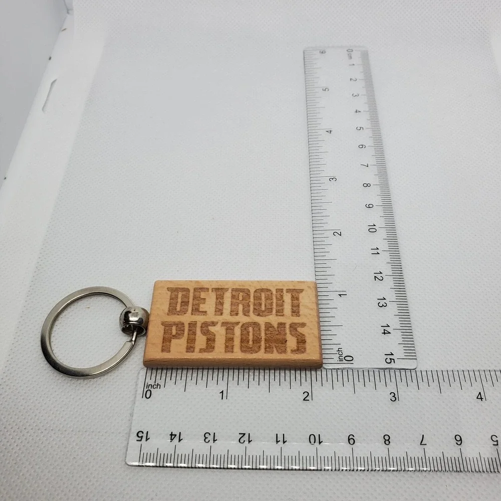 DETROIT‎ PISTONS BASKETBALL one custom wood keychain laser burned